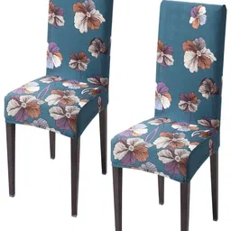 HOKIPO 2 Piece Blue Printed Stretchable Chair Covers-image-75