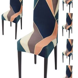 HOKIPO Green & Orange 6 Pieces Printed Stretchable Chair Covers-image-72