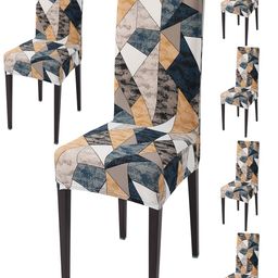 HOKIPO Green & Orange 6 Pieces Printed Stretchable Chair Covers-image-71