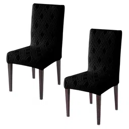 HOKIPO 2 Pcs Black Jacquard Stretchable Chair Covers-11