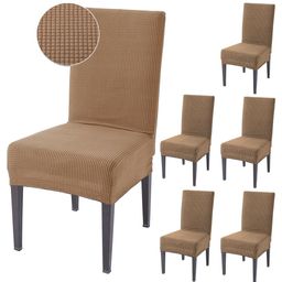 HOKIPO 6 Pcs Brown Jacquard Stretchable Chair Covers-image-21