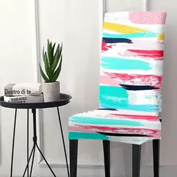 Cortina White & Turquoise Blue 6 Pieces Printed Super Stretchable Chair Covers-image-35