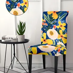 Aura Blue & Yellow Printed Stretchable Chair Cover-image-53