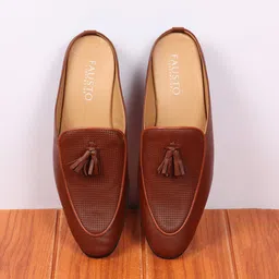 FAUSTO Men Textured Round Toe Memory Foam Lightweight Leather Loafers-12