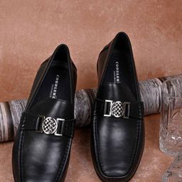 Cobblerz Men Embellished Comfort Insole Leather Horsebit Loafers-image-32
