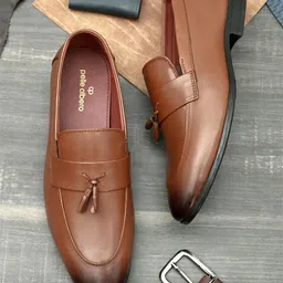 pelle albero Men Tan Leather Slip On Loafers-image-31