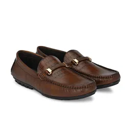 Egoss Men Round Toe Comfort Insole Lightweight Leather Loafers-image-97