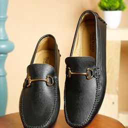 Teakwood Leathers Men Embellished Leather Comfort Insole Horsebit Driving Shoes-image-34