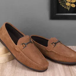 Metro Men Textured Leather Loafers-image-83