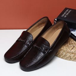 Teakwood Leathers Men Textured Leather Comfort Insole Horsebit Loafers-picture-14