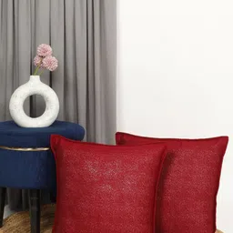 THE CONVERSION Maroon Set of 2 Square Cushion Covers-54