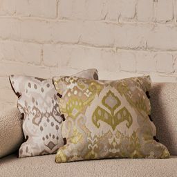 Eris Home Green & Beige Abstract Silk Square Cushion Cover-image-46