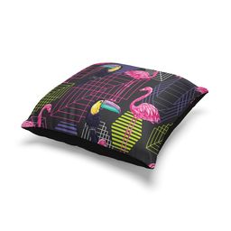 BIANCA Black & Pink Set of 2 Abstract Square Cushion Covers-31