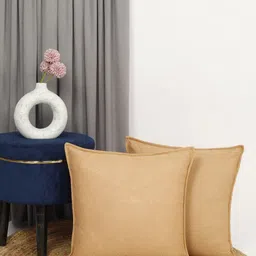 THE CONVERSION Beige Set of 2 Square Cushion Covers-58