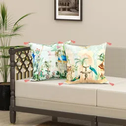 EverHOME Blue & Green 2 Pieces Floral Velvet Square Cushion Covers-image-17