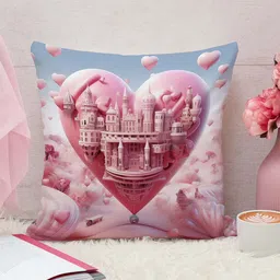 STITCHNEST White & Pink Square Cushion Covers-57