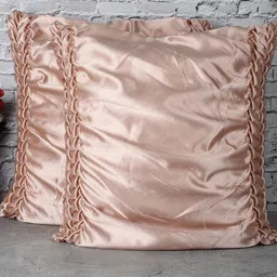 The Decor Mart Peach-Coloured Set of 2 Satin Square Cushion Covers-picture-17