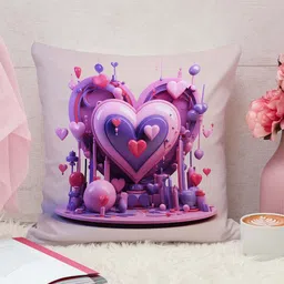 STITCHNEST Beige & Purple Abstract Printed Jute Cotton Square Cushion Cover-image-6