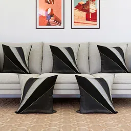Kuber Industries Black 5 Pieces Cushion Covers-23