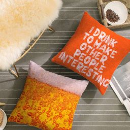 HOUZZCODE Orange & Yellow Set of 2 Typography Square Cushion Covers-15