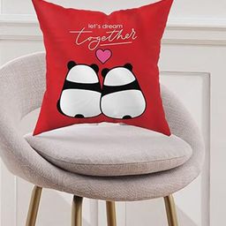 Kaameri Bazaar Red & White Printed 3 Pcs Coffee mug, Cushion Cover & Card Home Gift Set-42