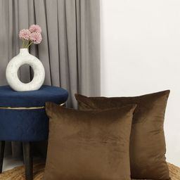 THE CONVERSION Brown Set of 2 Velvet Square Cushion Covers-55