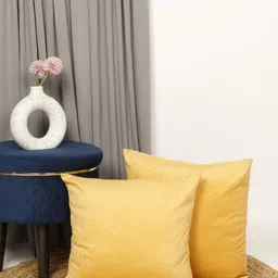 THE CONVERSION Yellow Set of 2 Velvet Square Cushion Covers-17