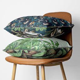 BIANCA Black & Green Set of 2 Floral Square Cushion Covers-27