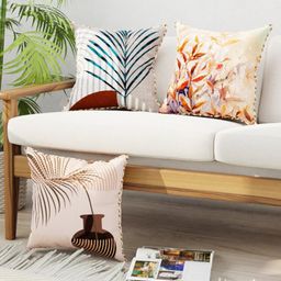 BIANCA Set Of 3 Brown & Beige Abstract Printed Cushion Covers-image-87