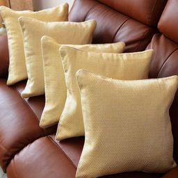 Tranquil square Brown Set of 5 Square Cushion Covers-55