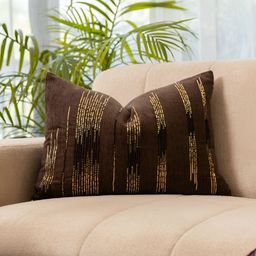 Eris Home midas touch Brown Embroidered Rectangle Cushion Covers-image-53