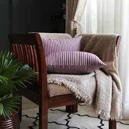 ANS Lavender 2 Pieces Self Designed Rectangle Cushion Covers-45