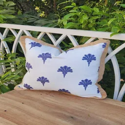 THROWPILLOW White & Blue Floral Printed Rectangle Cushion Covers-image-88