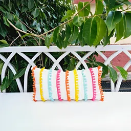 THROWPILLOW White & Pink Embroidered Rectangle Cushion Cover-0