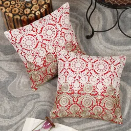 Sangria Pink 2 Pieces Embroidered Square Cushion Covers-picture-19