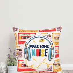 Sivya Yellow & White Abstract Square Cushion Covers-3