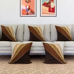 Kuber Industries Brown & Beige 5 Pieces Patang Wire Square Cushion Covers-image-9