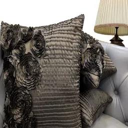 Good Vibes Brown Set of 3 Satin Square Cushion Covers-34