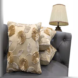 Good Vibes Coffee Brown & Beige Set of 3 Satin Square Cushion Covers-image-40