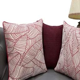 Good Vibes Maroon & White Set 2 Pieces Abstract Printed Velvet Square Cushion Covers-51