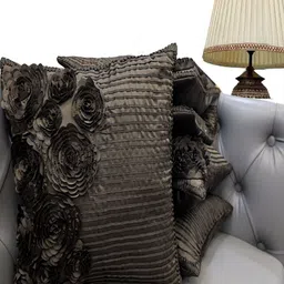 Good Vibes Brown Set of 5 Satin Square Cushion Covers-38