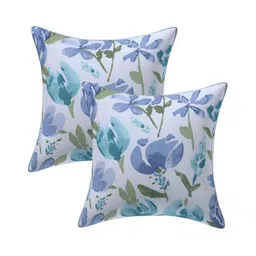 Texstylers Green & White 2 Pcs Printed Cotton Square Cushion Covers-picture-11