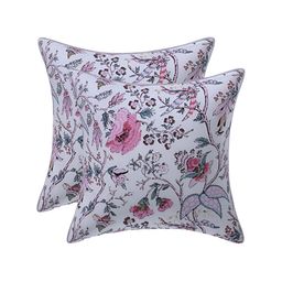 Texstylers Pink & Brown 2 Pieces Floral Cotton Square Cushion Covers-8