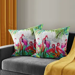 BIANCA Pink & White Set of 2 Floral Square Cushion Covers-20