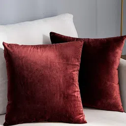 AEROHAVEN Maroon 2 Pcs Reversible Square Cushion Covers-image-26