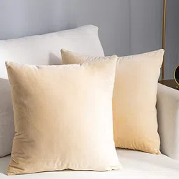 AEROHAVEN Cream Coloured 2 Pcs Reversible Square Cushion Covers-image-0
