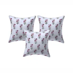 Texstylers Pink 3 Pieces Floral Square Cushion Covers-10