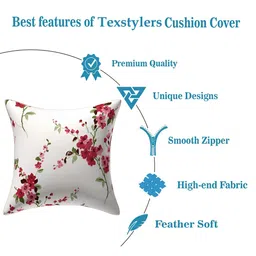 Texstylers Pink 3 Pieces Floral Square Cushion Covers-11