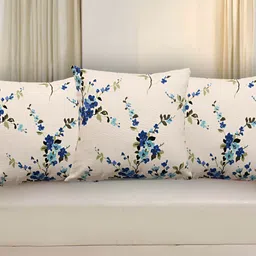 Texstylers Blue 3 Pieces Floral Square Cushion Covers-8