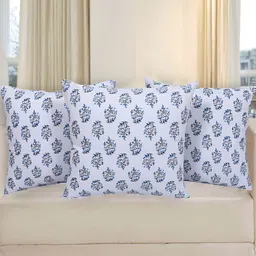 Texstylers Blue 3 Pieces Printed Cotton Square Reversible Cushion Covers-picture-23